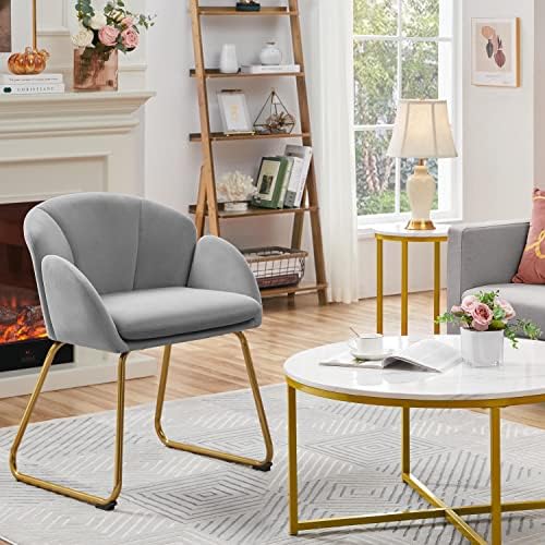 Yaheetech Flower Shape Vanity Chair with Petal Armrests, Gray