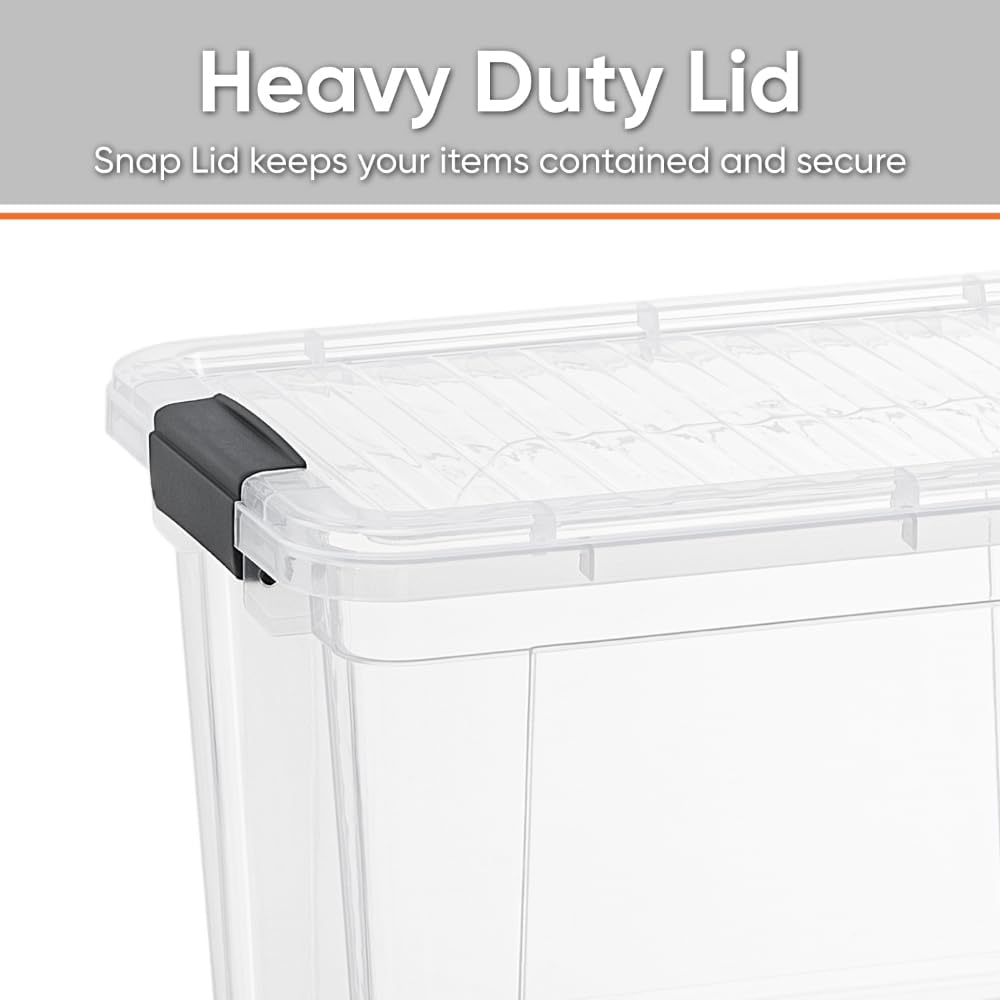 Superio Storage Bins with Lids- 6 Pack, 2.5 Qt Clear Boxes for Organizing, Stackable Plastic Containers- BPA Free, Non-Toxic, Odor Free, Organizer for Home, Office, Dorm