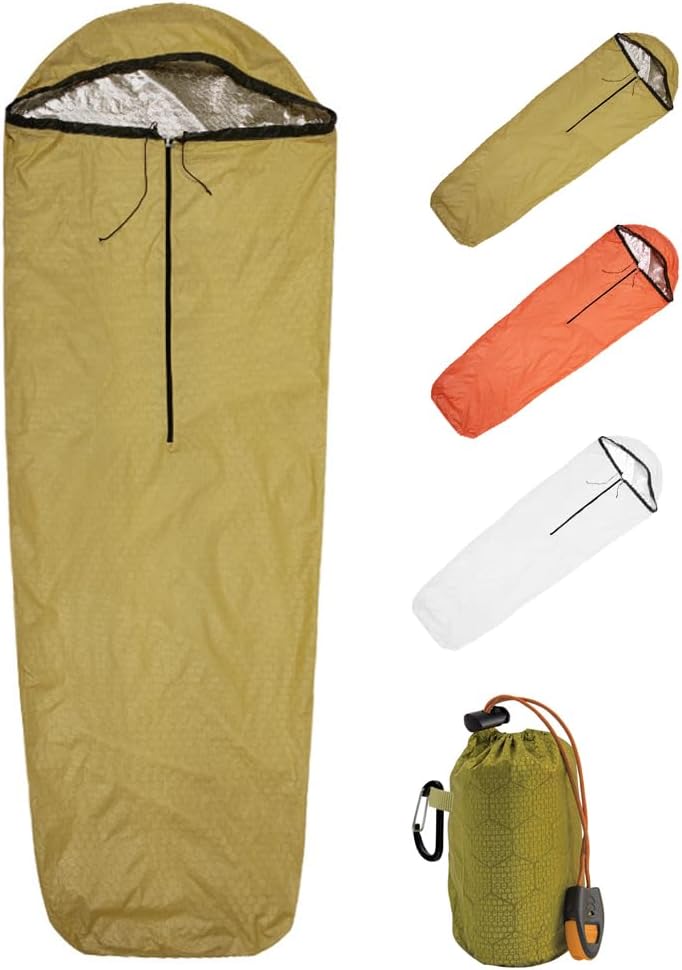 Emergency Sleeping Bag Thermal Bivvy, Lightweight Survival Sleeping Bags Ther...