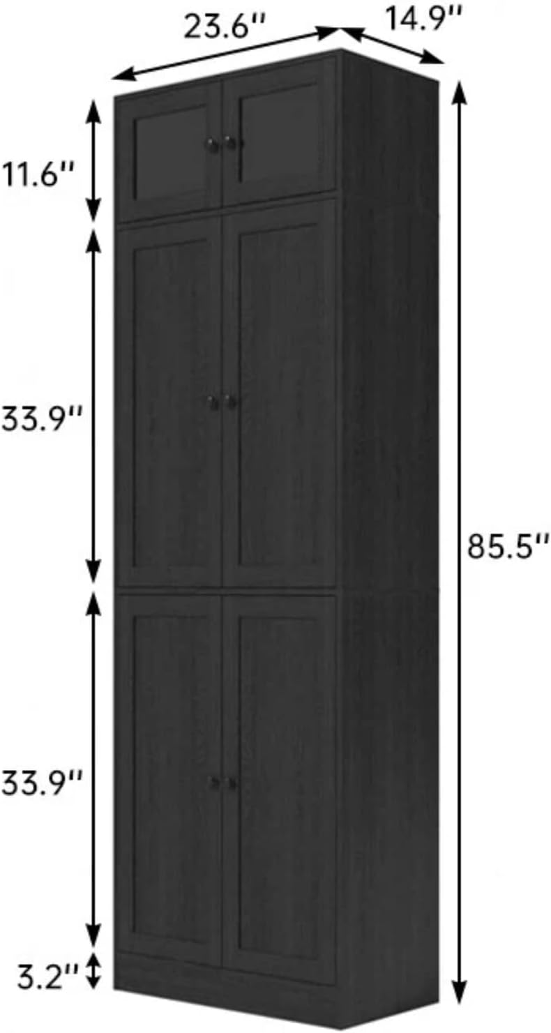 TUSY 85.5" Modern Tall Bookcase with Glass Doors, 7-Tier Wood Bookshelf ...
