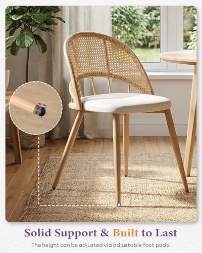 TYBOATLE Rattan Dinner Chairs Set of 4 with Faux Leather Cushion, Modern Dini...