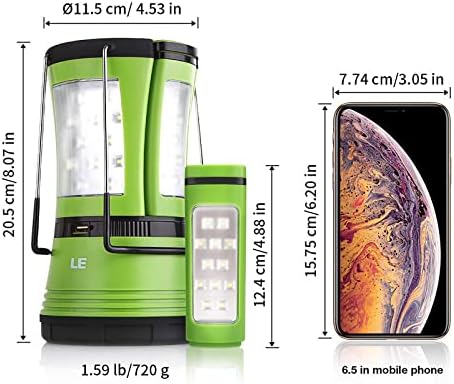 LE LED Camping Lantern Rechargeable, 600LM, Detachable Flashlight, Camping Es...