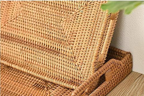 YANGQIHOME 17" Handwoven Rattan Serving Tray with Handles – Rectangular ...