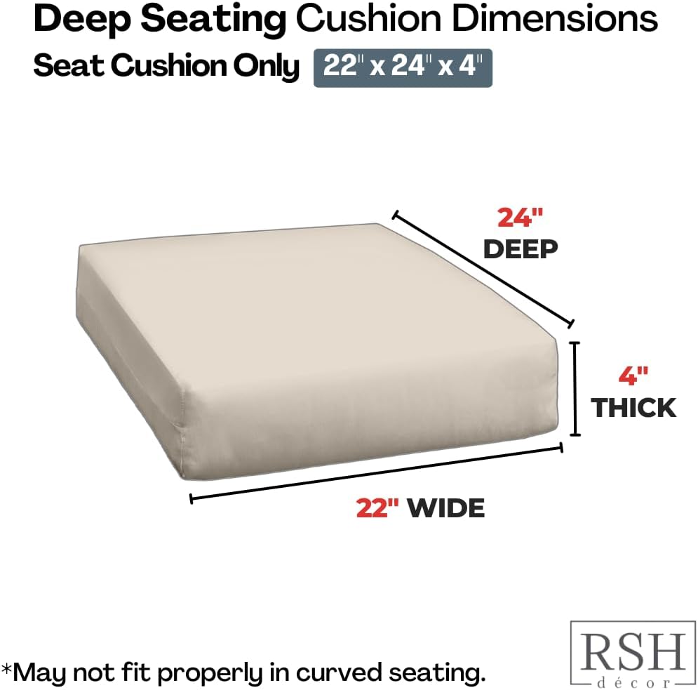 RSH DÉCOR Set of 2 Sunbrella Deep Seating Chair Cushions | 22" x 24&quot...