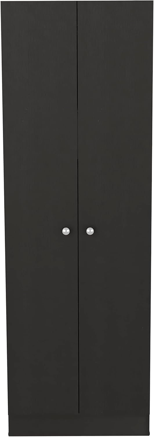 Modern Kitchen Pantry, Black Storage Cabinet with 5 Shelves & Double Door...