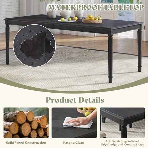 AMERLIFE 9 Piece Farmhouse Dining Table Set with 79" Rubberwood Table, Grey