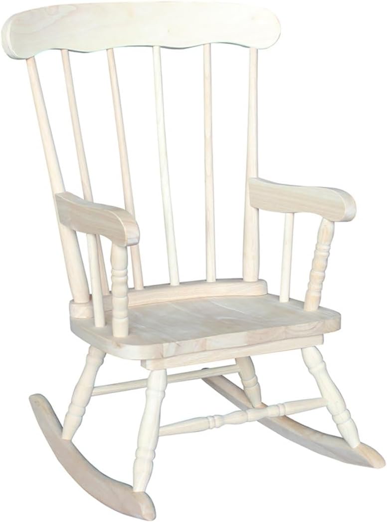 Rosebery Kids Traditional Solid Hardwood Rocking Chair, Natural Finish, 29.5" H x 20.47" W x 21.85" D, Durable Wooden Construction, Ready to Assemble, Perfect for Children's Room Seating