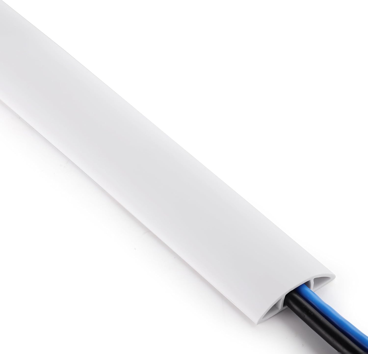 ZhiYo 3.6ft Cord Covers for Wires on Floor, Cord Hider Floor Hide Extension Cords, Soft PVC Cable Cover Cable Protector, Wire Cavity W0.62in H0.31in, White