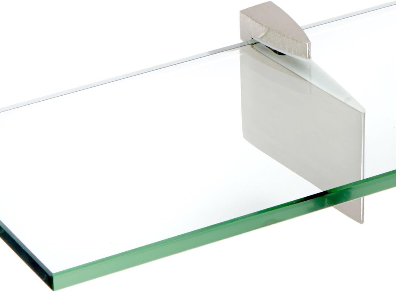 Spancraft Glass R-4.75x12-Brushed Steel Raven Glass Shelf, Brushed Steel, 4.75" x 12"