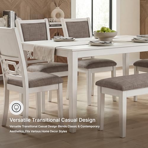 Signature Design by Ashley 6-Piece Dining Set with Bench, Antique White