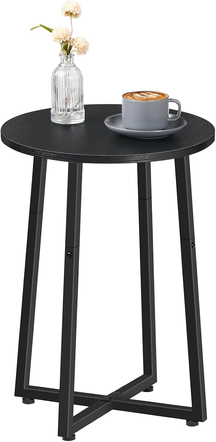 HOOBRO Side Table and Round Side Table Bundle, Round End Accent Table with St...