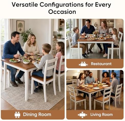 5-Piece Dining Table Set, Kitchen Table Chairs Set of 4, Space-Saving