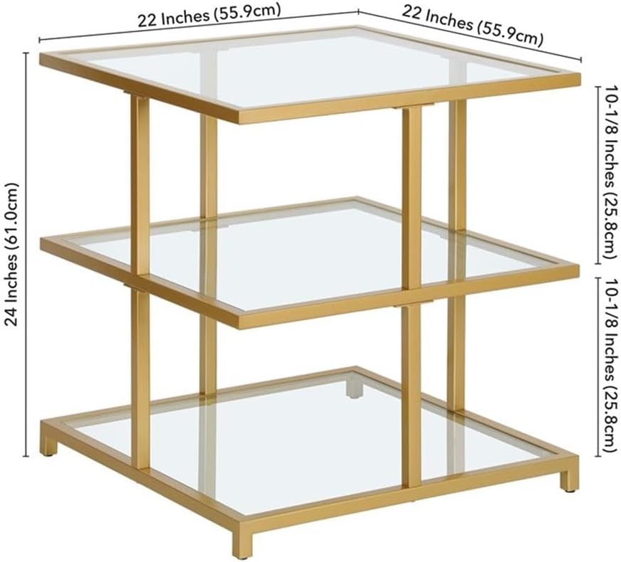 Pemberly Row Contemporary 22" Gold Finish Side Table, Handcrafted Metal ...