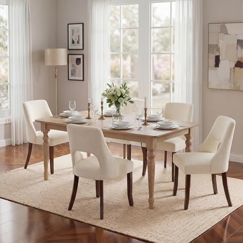 UVV Wooden Dining Chairs Set of 2, Mid Century Modern Fabric Upholstered Dini...