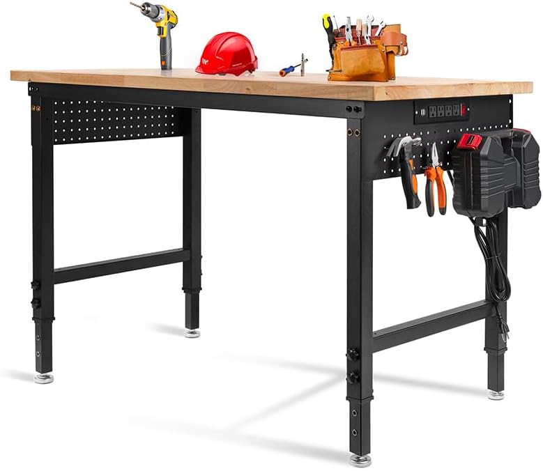 48" L×24”W Adjustable Workbench, 28”-40”Heights Heavy Duty Table 2000 LB...