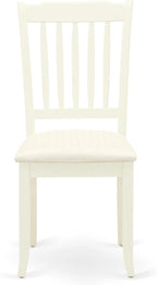 East West Furniture AMDA3-LWH-C 3 Piece Dining Table Set for Small Spaces Contains a Round Kitchen Table with Pedestal and 2 Linen Fabric Upholstered Chairs, 36x36 Inch, Linen White