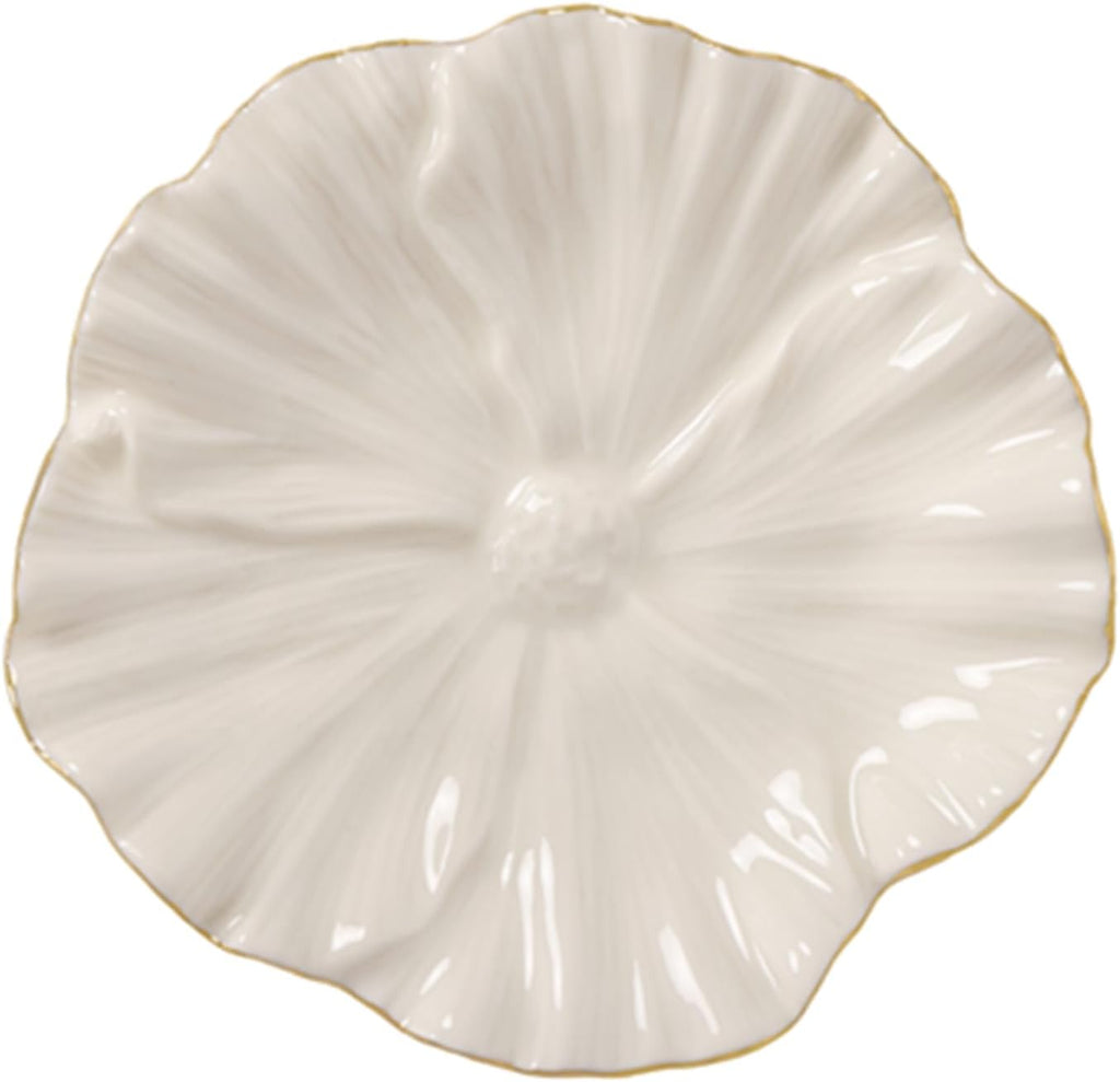 Flower Ring Dish, Ceramic Ring Holder Jewelry Tray Trinket Dish, Fairy Organizer Plate Vanity Decorations, Gifts for Friends Sisters Daughter Mother (White)