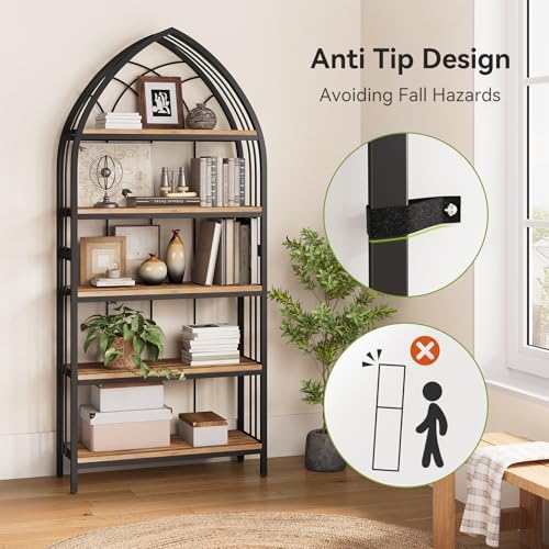 LITTLE TREE 74.8" Tall Bookshelf, 5-Tier Heavy Duty Bookcase, Large Load...