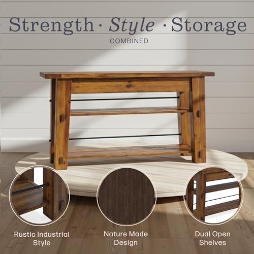 Alaterre Furniture Durango Solid Wood Console Table, Natural, 54”x17”x30”