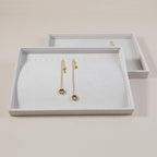 Velvet Jewelry Display Tray For Bracelet Pendant Necklace, Multi-Slot Stackable Storage Tray For Long Chain Jewelries, Drawer Insert Jewelry Organizer (White)