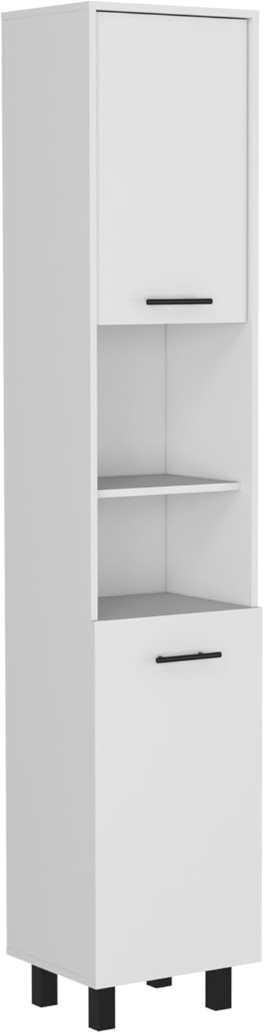 79" White Kitchen Storage Cabinet - 2 Open Shelves & 3 Internal | Pa...