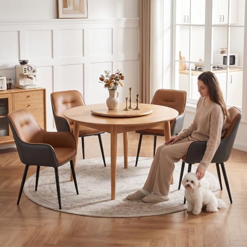 TUKAILAi Dining Chairs Set of 2, Faux Leather Dining Chairs with Arms, Uphols...