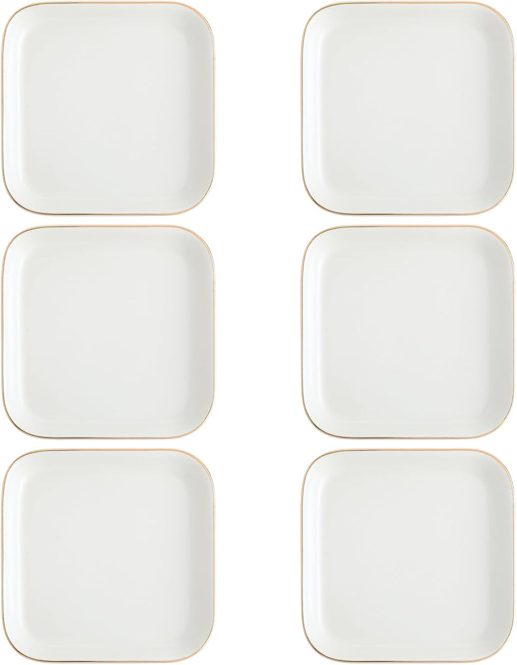 Shappy 6 Pcs White Ceramic Jewelry Tray 4.5 in Ring Holder Trinket Dish for Christmas Friendship Wedding Birthday Gifts(Square)