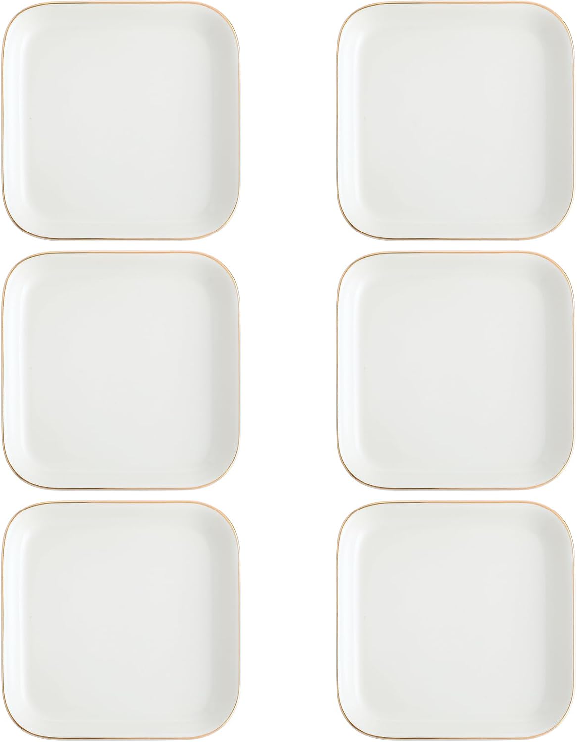 Shappy 6 Pcs White Ceramic Jewelry Tray 4.5 in Ring Holder Trinket Dish for Christmas Friendship Wedding Birthday Gifts(Square)