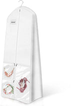 Bridal Wedding Garment Bag Cover Protector 72'' Long White Gown Dress Clothes Storage with 10'' Gusseted and Accessories Pouch for Women Travel Closet Prom