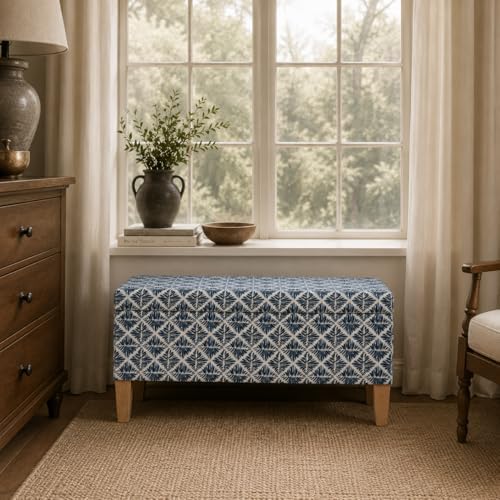 HomePop 36" Decorative Storage Bench - Blue Geometric Pattern