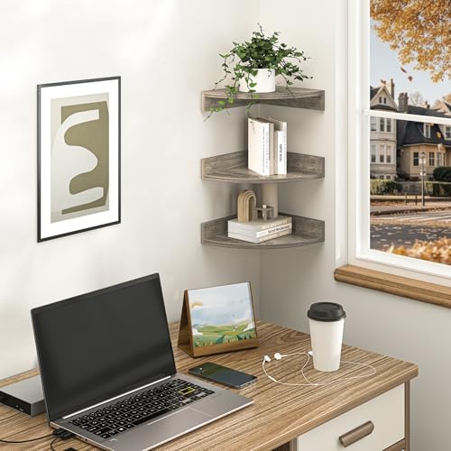Fun Memories Corner Shelf Wall Mount, Wood Floating Corner Shelves,Corner Wal...