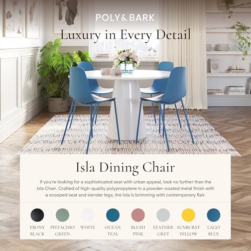 Poly & BARK Isla Modern Kitchen Chairs Set of 4 - Plastic Dining Chair wi...