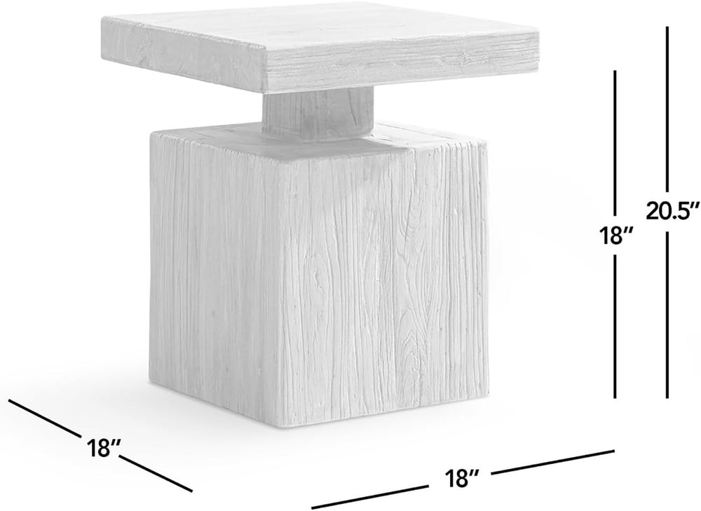 Jennifer Taylor Home Calder 18" Solid Square Reclaimed Elm Block Plinth ...