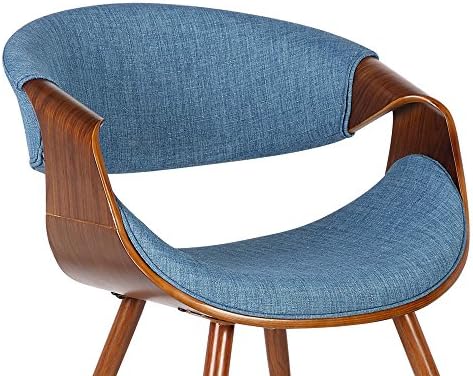 Armen Living Butterfly Mid-Century Dining Chair in Walnut Finish and Blue Fab...