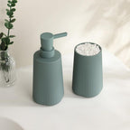 Bathroom Accessories 2 Piece Soap Dispenser and Toothbrush Holder Set Striped Sage Green