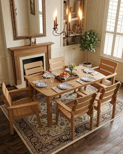 7-Piece Outdoor Dining Set, Patio Table & Chairs for 6,Teak