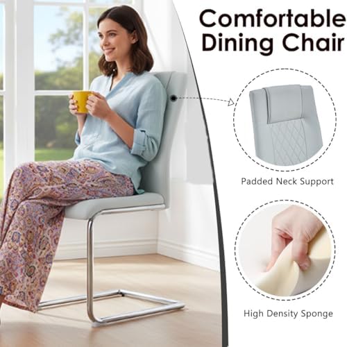 Dining Chairs Set 6, Armless Light Gray Kitchen Chairs,Waterproof Faux Leathe...