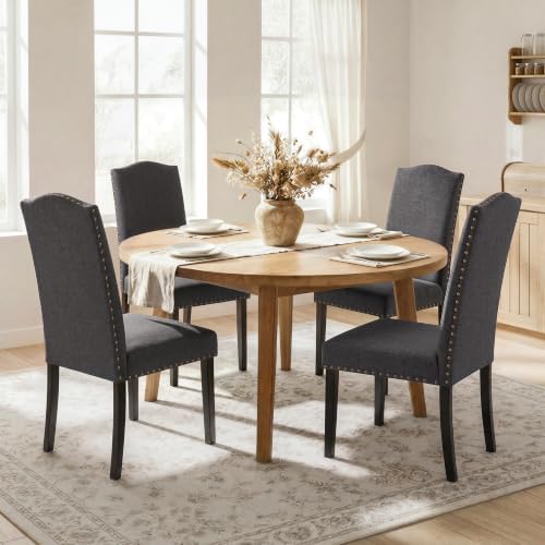 Yaheetech Dining Chairs Set of 4 High Back Parson Chairs Dark Gray