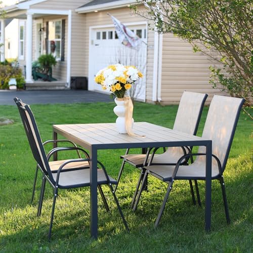 PIZZELLO 7-Piece Outdoor Dining Set w/ 60" Outdoor Table and 6 Chairs