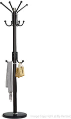 Kertnic Modern Coat Rack Freestanding with Natural Marble Base & Sturdy Metal Frame, 11 Hooks Hall Tree for Jackets, Hats, Bags, Entryway Organizer for Bedroom, Living Room, Closet (11 hooks-Black)