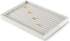Velvet Ring Display Tray, Stackable Muilt Slot Rings Ear Stud Storage Tray, Drawer Insert Jewelry Accessories Organizers Plate (White)