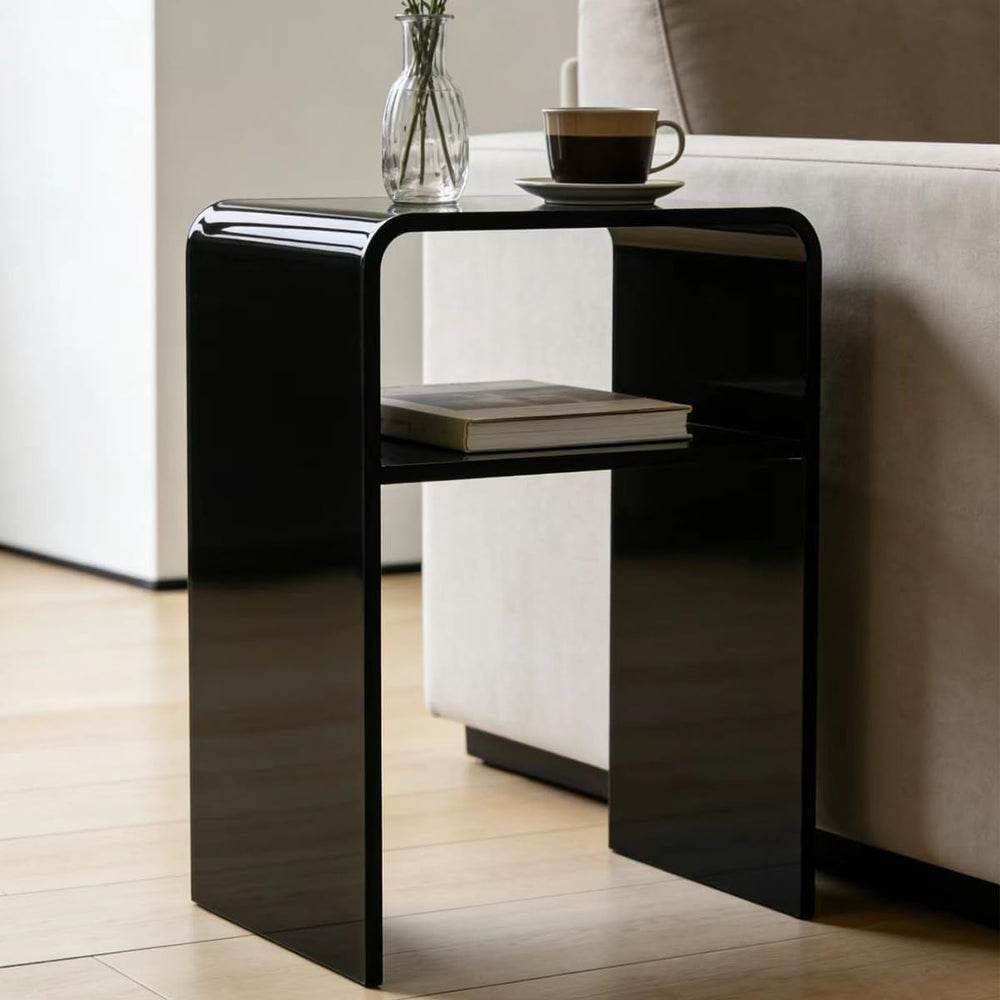 Acrylic 2-Tier End Table – 23.6”H Modern Nightstand with Shelf, Sturdy Bedsid...