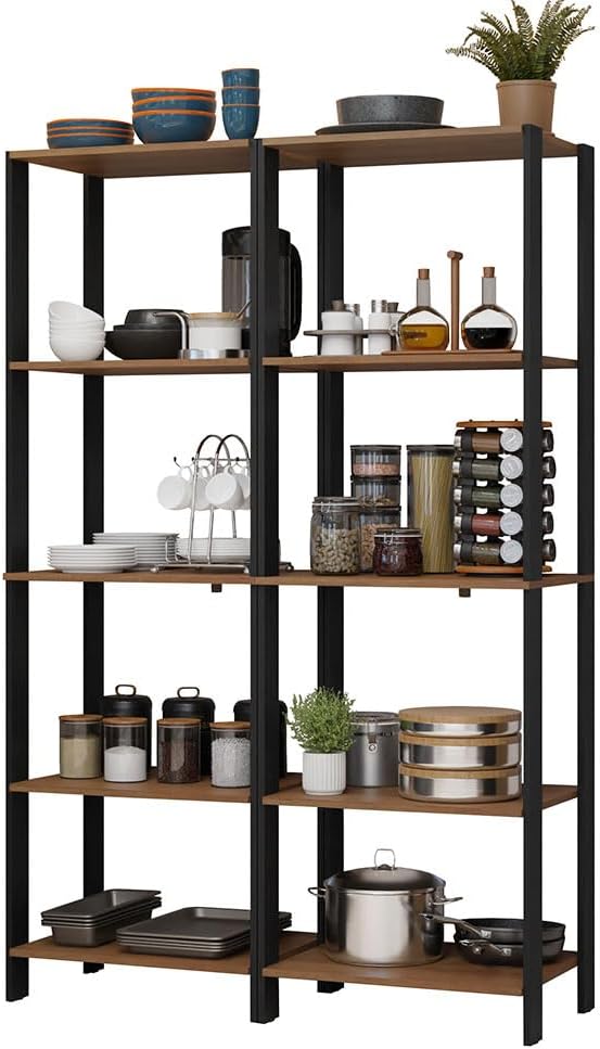 Madesa Kitchen Pantry Storage Rack with 10 Open Shelves 47" L Multiuse M...