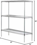 Omega 14" Deep x 42" Wide x 96" High 3 Tier Chrome Starter Shelving Unit