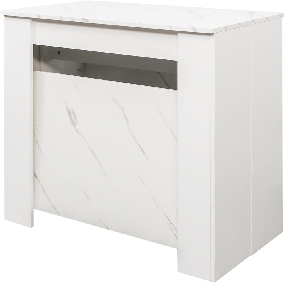 Transformer Table, Extendable Dining Table for 2-12 People, Marble White