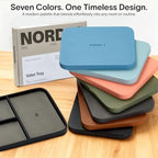 Nordik Leather Valet Tray - Large EDC Tray - Pebble Black (11.8 x 7.9 in) | Premium Vegan Leather with Two-Toned Design, Includes Five Compartments, Giftable, Catchall Tray for Keys Watch and Jewellery