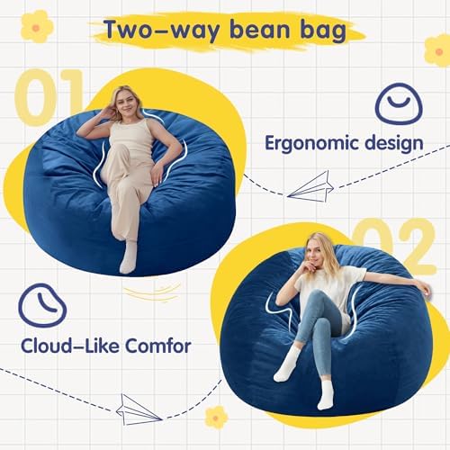 3FT Adult Bean Bag Chair, 3'Comfy Bean Bags, Big BeanBag Chairs | Bean Ba...