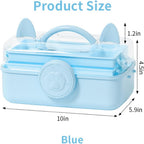 Bow Knot Hair Accessories Organizer Box - Cute Dust Proof Childrens Jewelry Storage Box, 3 Layers Plastic Storage Box for Clips, Headbands, Bands, Jewelry, etc
