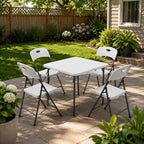 Folding Table and Chairs Set for 5, 36 Inch Foldable Plastic Table with Carry Handle & 4 White Folding Chairs, Portable Indoor Outdoor Dining Set for Party, Wedding, Picnic, Camping, Events