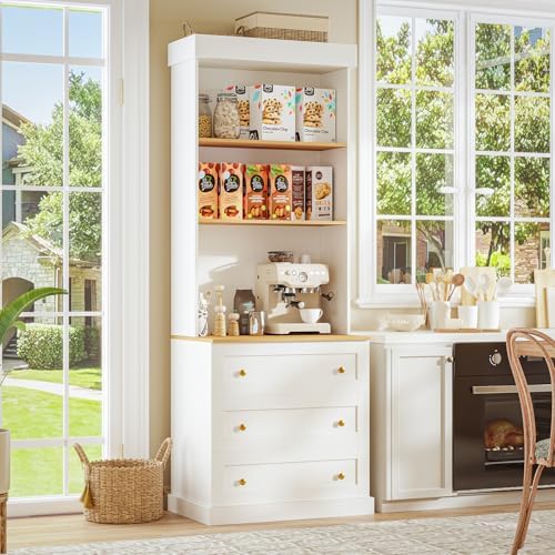 ivaniti 71" Farmhouse Kitchen Pantry Cabinet, White Freestanding Storage...